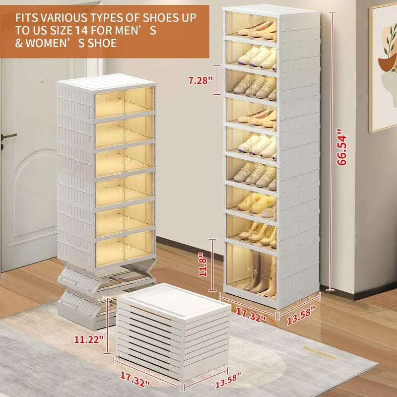 9-Tier Foldable Shoe Organizer with Clear Doors – Holds 18 Pairs, Wheeled, Tool-Free Assembly
