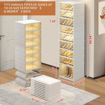 9-Tier Foldable Shoe Organizer with Clear Doors – Holds 18 Pairs, Wheeled, Tool-Free Assembly