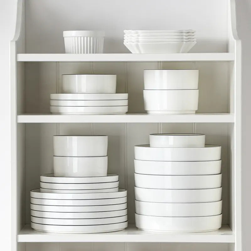 MALACASA LEAH Series Porcelain Dinnerware Set – Lead-Free, Chip-Resistant, Microwave & Dishwasher Safe | 12–24 Piece for 4–6