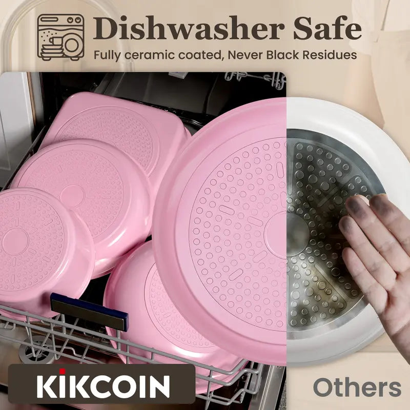 Kikcoin Ceramic Pro 22-Piece Nonstick Cookware Set – Detachable Handles, SGS Certified, PFOA-Free, Stackable