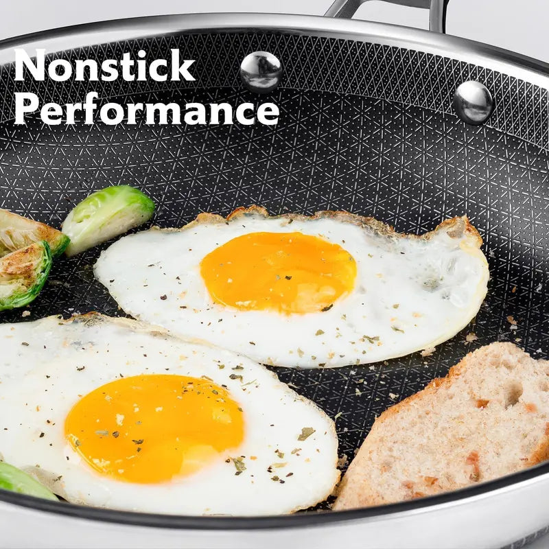 SNOWCLAD Hybrid Nonstick Cookware Set – Tri-Ply Stainless Steel, Induction Ready, Oven Safe 500°F (10-Pc & 14-Pc)