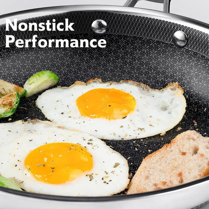 SNOWCLAD Hybrid Nonstick Cookware Set – Tri-Ply Stainless Steel, Induction Ready, Oven Safe 500°F (10-Pc & 14-Pc)