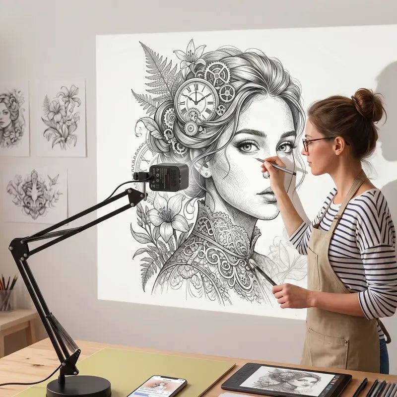 Art Tracing Projector with 360° Flexible Arm – Wireless, USB-C, 5G Dual-Band