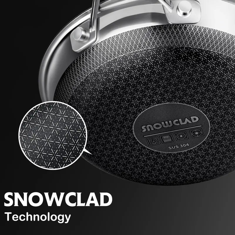 SNOWCLAD Hybrid Nonstick Cookware Set – Tri-Ply Stainless Steel, Induction Ready, Oven Safe 500°F (10-Pc & 14-Pc)