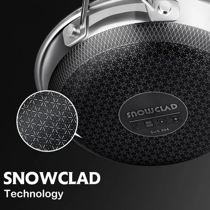 SNOWCLAD Hybrid Nonstick Cookware Set – Tri-Ply Stainless Steel, Induction Ready, Oven Safe 500°F (10-Pc & 14-Pc)