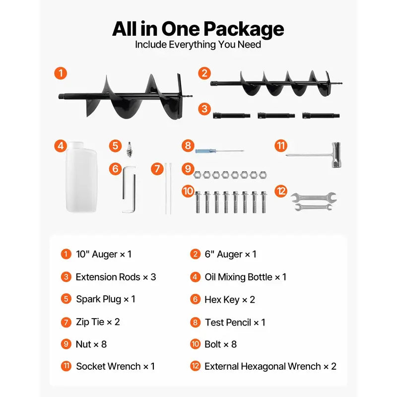 52cc Gas Post Hole Digger Kit