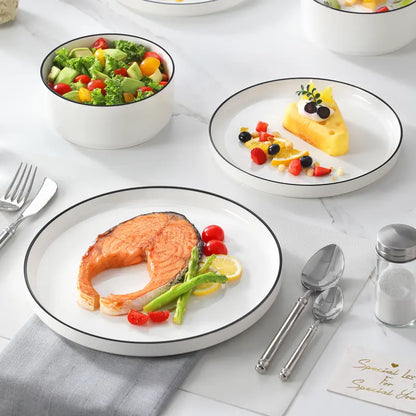 MALACASA LEAH Series Porcelain Dinnerware Set – Lead-Free, Chip-Resistant, Microwave & Dishwasher Safe | 12–24 Piece for 4–6