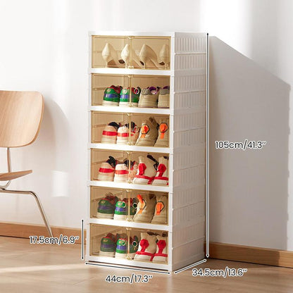 9-Tier Foldable Shoe Organizer with Clear Doors – Holds 18 Pairs, Wheeled, Tool-Free Assembly