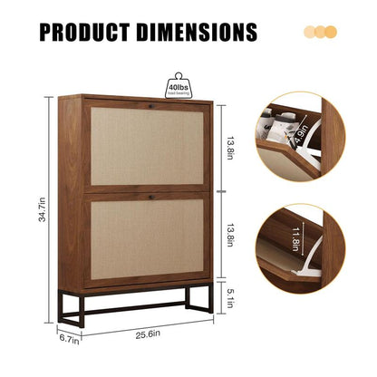 Giratree Farmhouse Shoe Cabinet with Flip Drawers – Slim Freestanding Entryway Shoe Rack | 2, 3 & 4-Tier | Black, Natural, Walnut