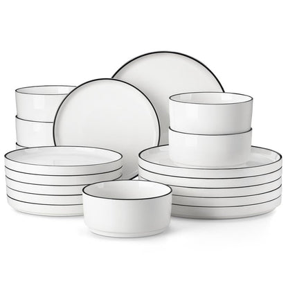 MALACASA LEAH Series Porcelain Dinnerware Set – Lead-Free, Chip-Resistant, Microwave & Dishwasher Safe | 12–24 Piece for 4–6
